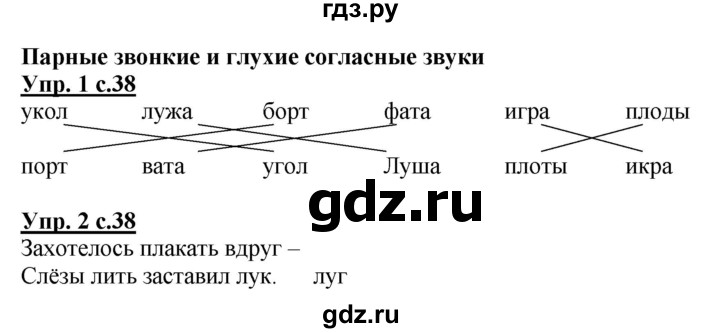 ГДЗ по русскому языку 1 класс Адрианова рабочая тетрадь  часть 1. страница - 38, Решебник №1 2017