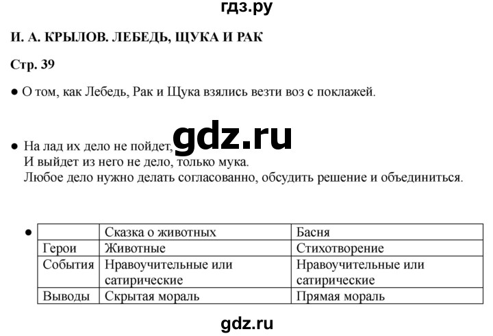 ГДЗ по литературе 2 класс Бойкина рабочая тетрадь (Климанова, Горецкий)  страница - 39, Решебник 2025