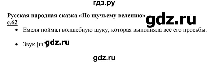 ГДЗ по русскому языку 1 класс Горецкий азбука  часть 2. страница - 62, Решебник
