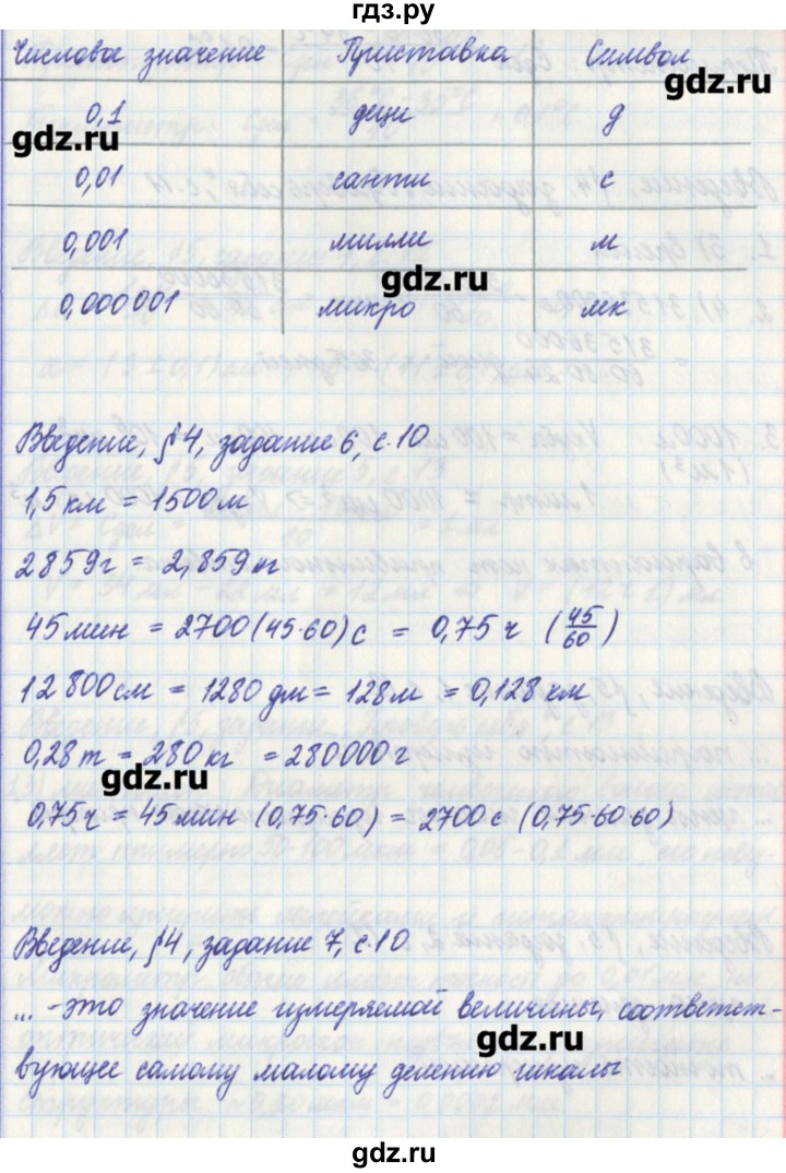 ГДЗ по физике 7 класс Касьянов рабочая тетрадь  страница - 10, Решебник №1