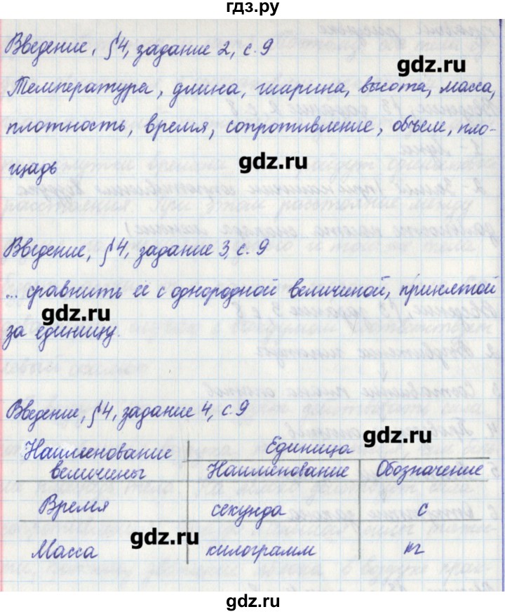 ГДЗ по физике 7 класс Касьянов рабочая тетрадь (Перышкин)  страница - 9, Решебник №1