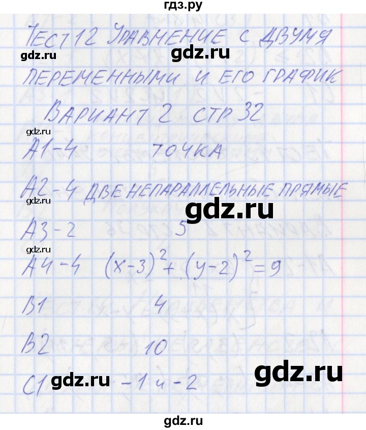 ГДЗ по алгебре 9 класс Мартышова контрольно-измерительные материалы  тест 12. вариант - 2, Решебник