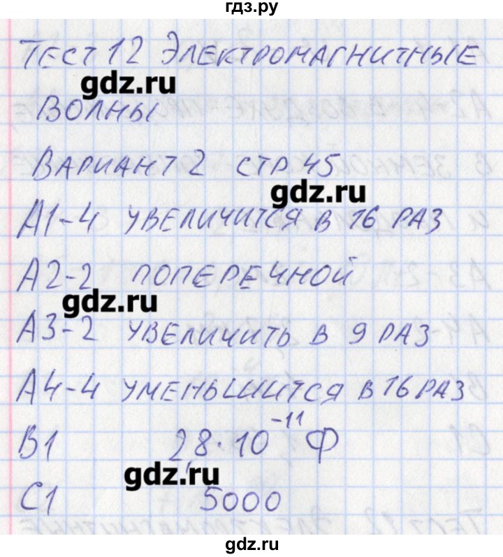 ГДЗ по физике 11 класс Зорин контрольно-измерительные материалы  тест 12. вариант - 2, Решебник