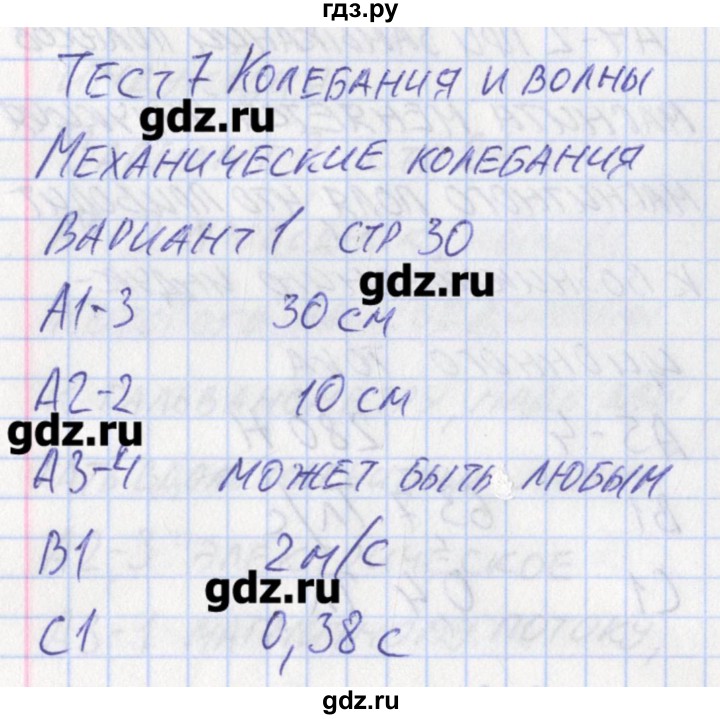 ГДЗ по физике 11 класс Зорин контрольно-измерительные материалы  тест 7. вариант - 1, Решебник