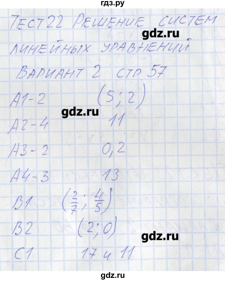 ГДЗ по алгебре 7 класс Мартышова контрольно-измерительные материалы  тест 22. вариант - 2, Решебник