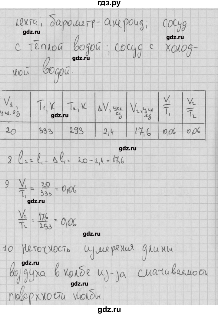 ГДЗ по физике 10 класс Пурышева тетрадь для лабораторных работ Базовый уровень лабораторная работа - 7, Решебник