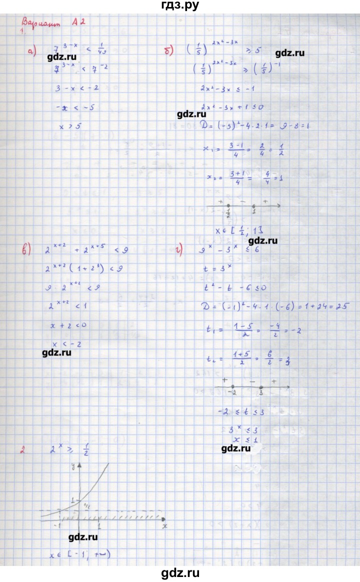 ГДЗ по алгебре 10‐11 класс Ершова самостоятельные и контрольные работы   самостоятельные работы / С-26. вариант - А2, Решебник