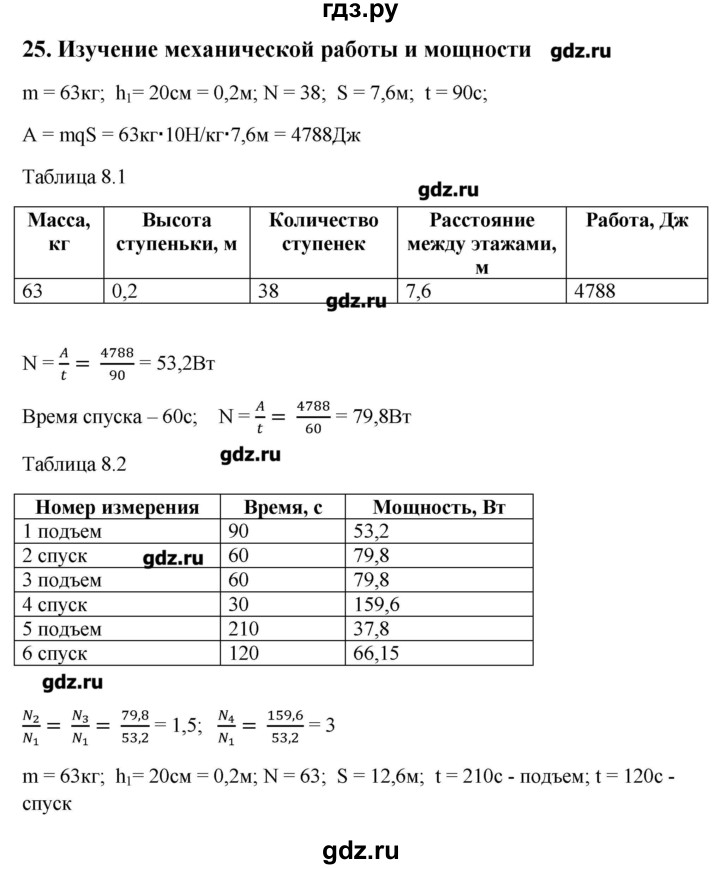 ГДЗ по физике 7 класс Белага тетрадь-практикум  лабораторная работа - 25, Решебник