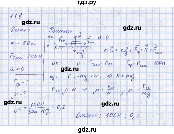 ГДЗ по физике 9 класс Пурышева рабочая тетрадь  задание - 119, Решебник №1