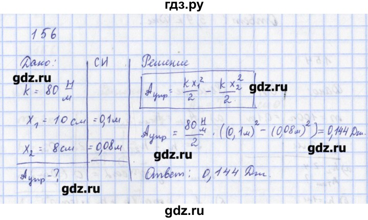 ГДЗ по физике 9 класс Пурышева рабочая тетрадь  задание - 156, Решебник №1