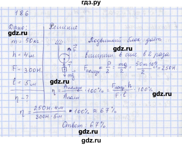 ГДЗ по физике 9 класс Пурышева рабочая тетрадь  задание - 186, Решебник №1