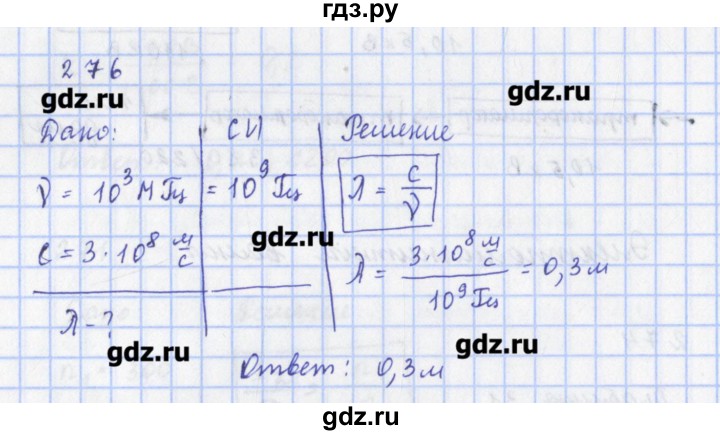 ГДЗ по физике 9 класс Пурышева рабочая тетрадь  задание - 276, Решебник №1