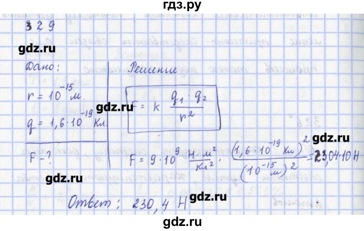 ГДЗ по физике 9 класс Пурышева рабочая тетрадь  задание - 329, Решебник №1
