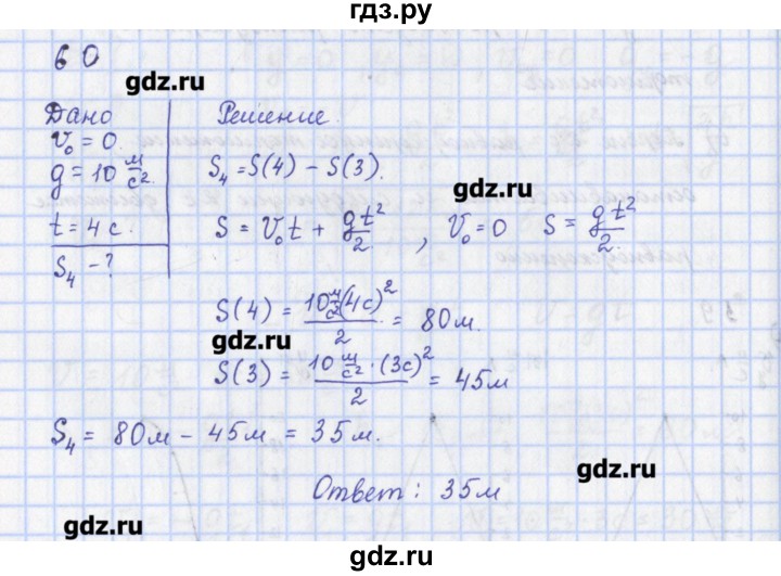 ГДЗ по физике 9 класс Пурышева рабочая тетрадь  задание - 60, Решебник №1