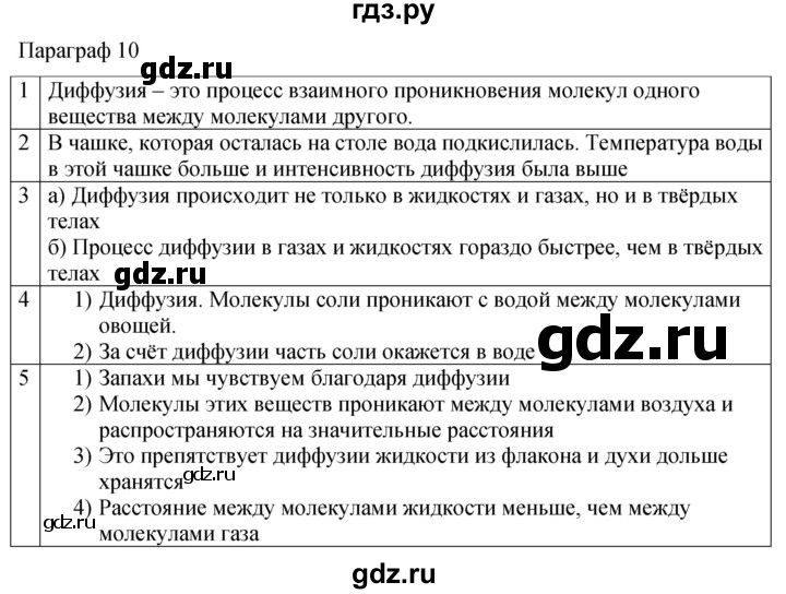 ГДЗ по физике 7 класс Перышкин рабочая тетрадь  § - 10, Решебник 2024