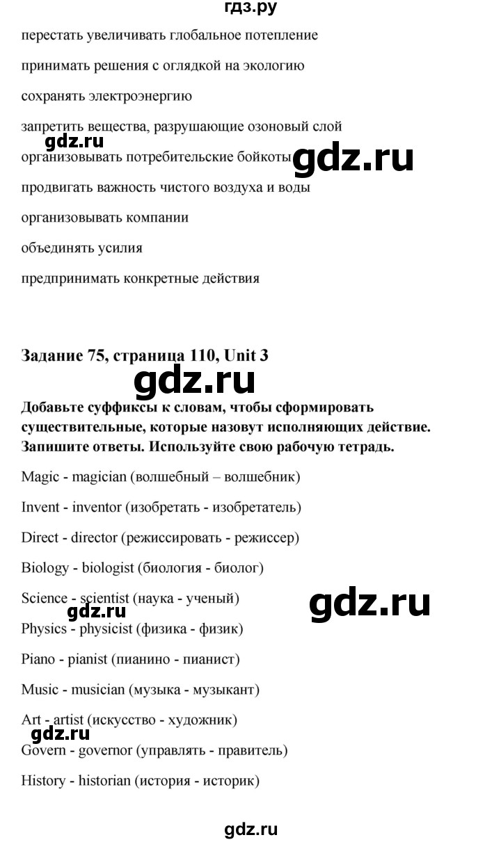 ГДЗ по английскому языку 10 класс Биболетова Enjoy English  страница - 110, Решебник 2009