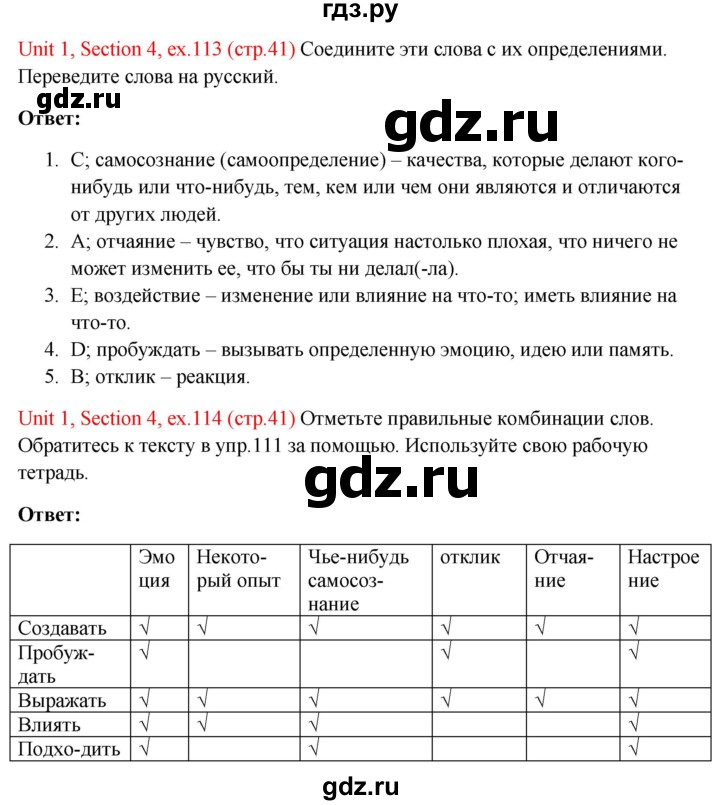 ГДЗ по английскому языку 10 класс Биболетова Enjoy English  страница - 41, Решебник №1 2016