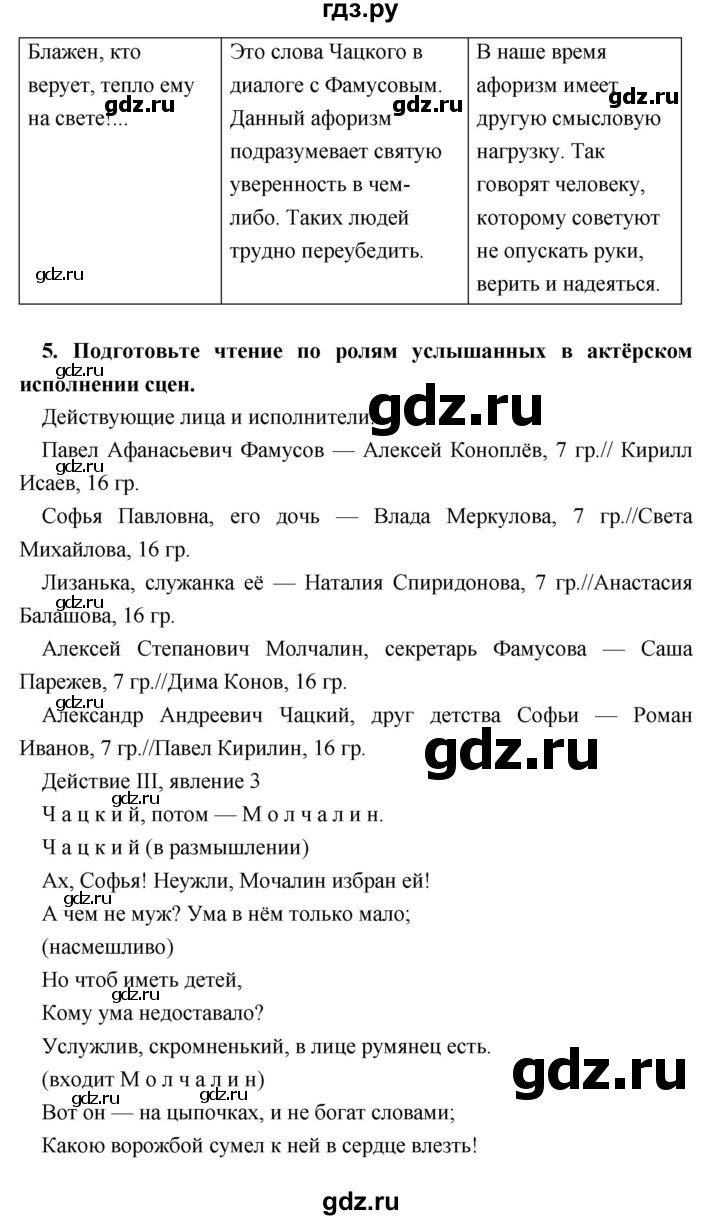 ГДЗ по литературе 9 класс Коровина   часть 1. страница - 168, Решебник к учебнику 2017