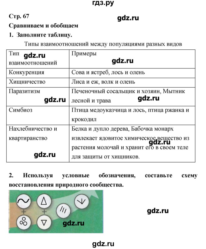 ГДЗ по биологии 9 класс Сухорукова тетрадь-тренажер  страница - 67, Решебник