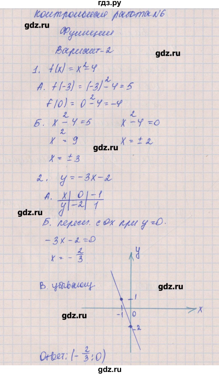 ГДЗ по алгебре 8 класс Кузнецова контрольные работы  КР-6. вариант - 2, Решебник №1