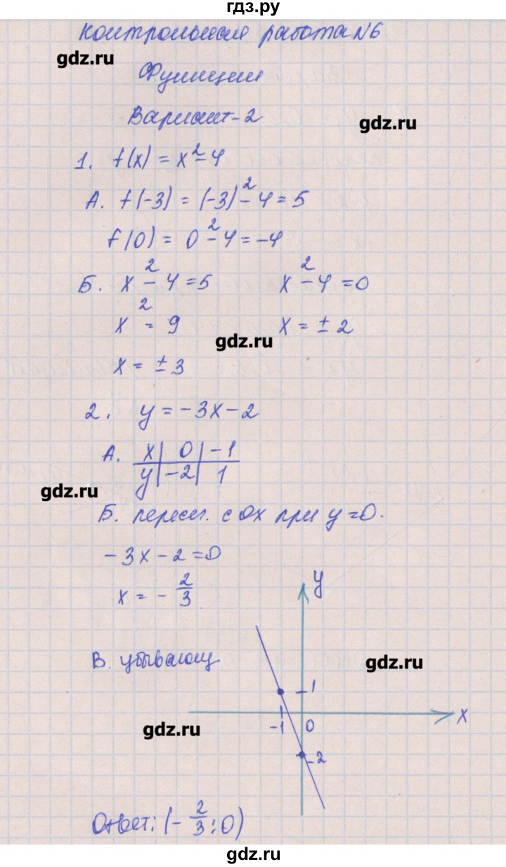 ГДЗ КР-6. вариант 2 алгебра 8 класс контрольные работы Кузнецова, Минаева