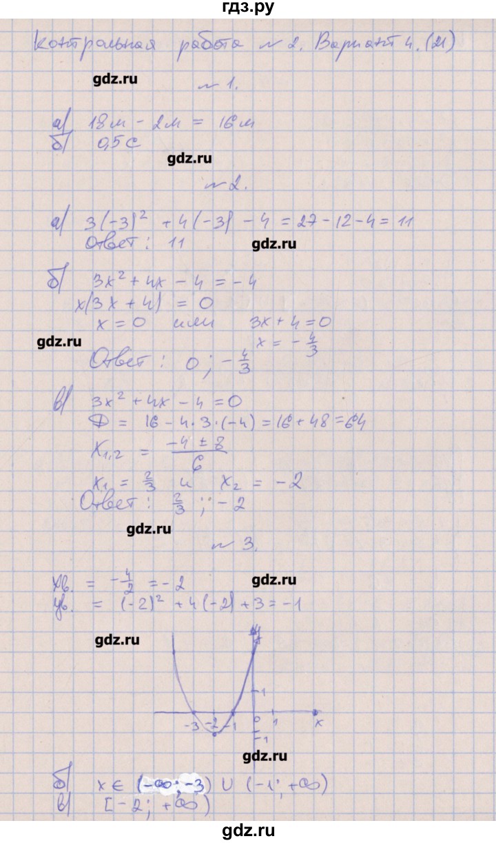 ГДЗ по алгебре 9 класс Кузнецова контрольные работы  КР-2. вариант - 4, Решебник