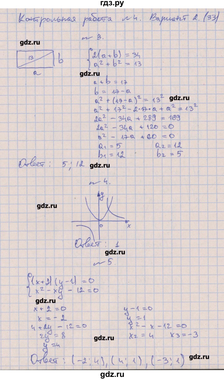 ГДЗ КР-4. вариант 2 алгебра 9 класс контрольные работы Кузнецова, Минаева