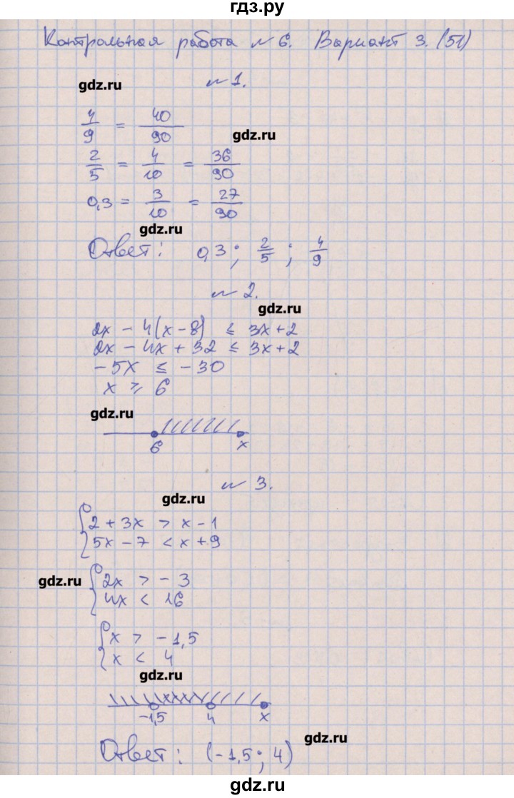 ГДЗ по алгебре 9 класс Кузнецова контрольные работы  КР-6. вариант - 3, Решебник