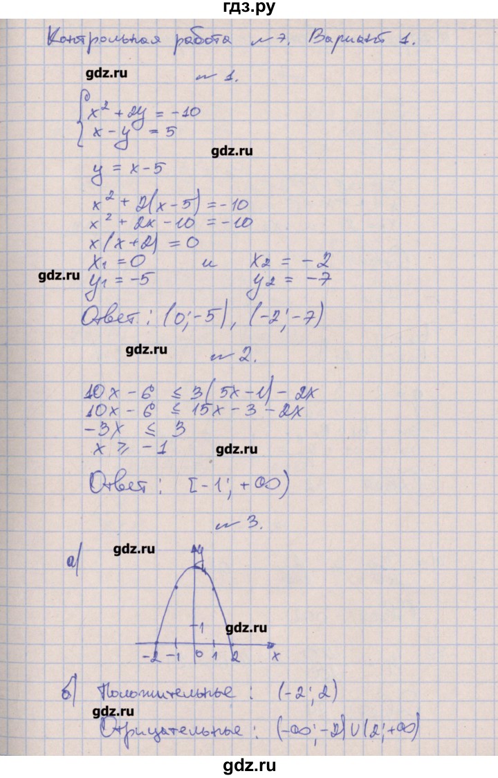ГДЗ по алгебре 9 класс Кузнецова контрольные работы  КР-7. вариант - 1, Решебник