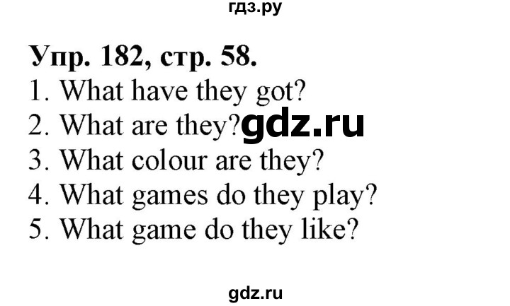 ГДЗ по английскому языку 2 класс Барашкова сборник упражнений (Верещагина)  упражнение - 182, Решебник 2018 №1