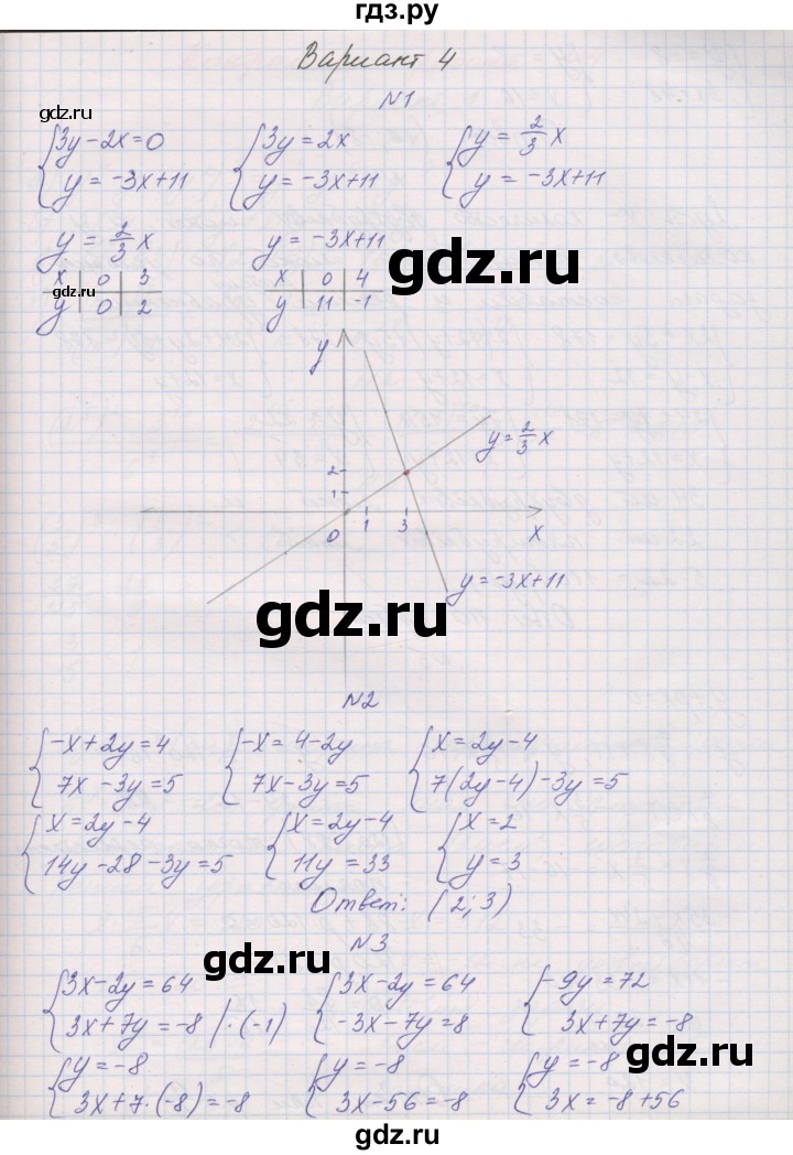 ГДЗ по алгебре 7 класс Александрова контрольные работы Базовый уровень КР-3. вариант - 4, Решебник №1