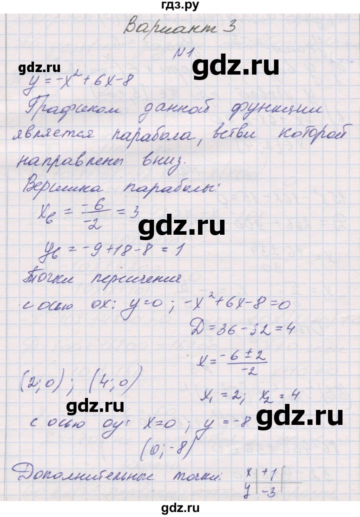 ГДЗ по алгебре 8 класс Александрова контрольные работы Базовый уровень итоговая работа. вариант - 3, Решебник №1