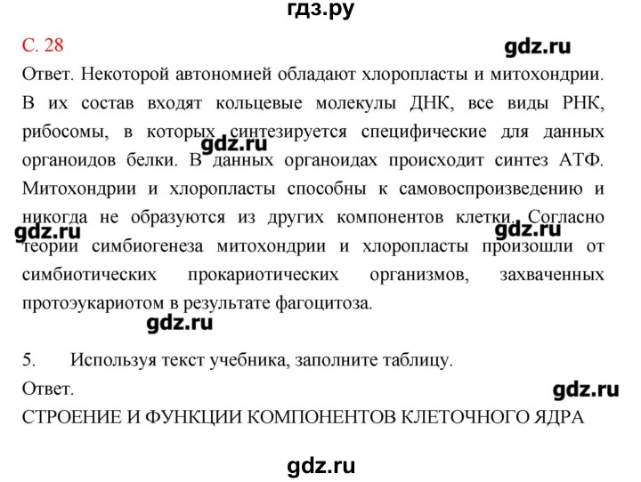 ГДЗ по биологии 10‐11 класс Сухорукова тетрадь-тренажер  страница - 28, Решебник