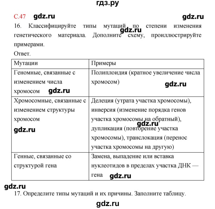 ГДЗ по биологии 10‐11 класс Сухорукова тетрадь-тренажер  страница - 47, Решебник