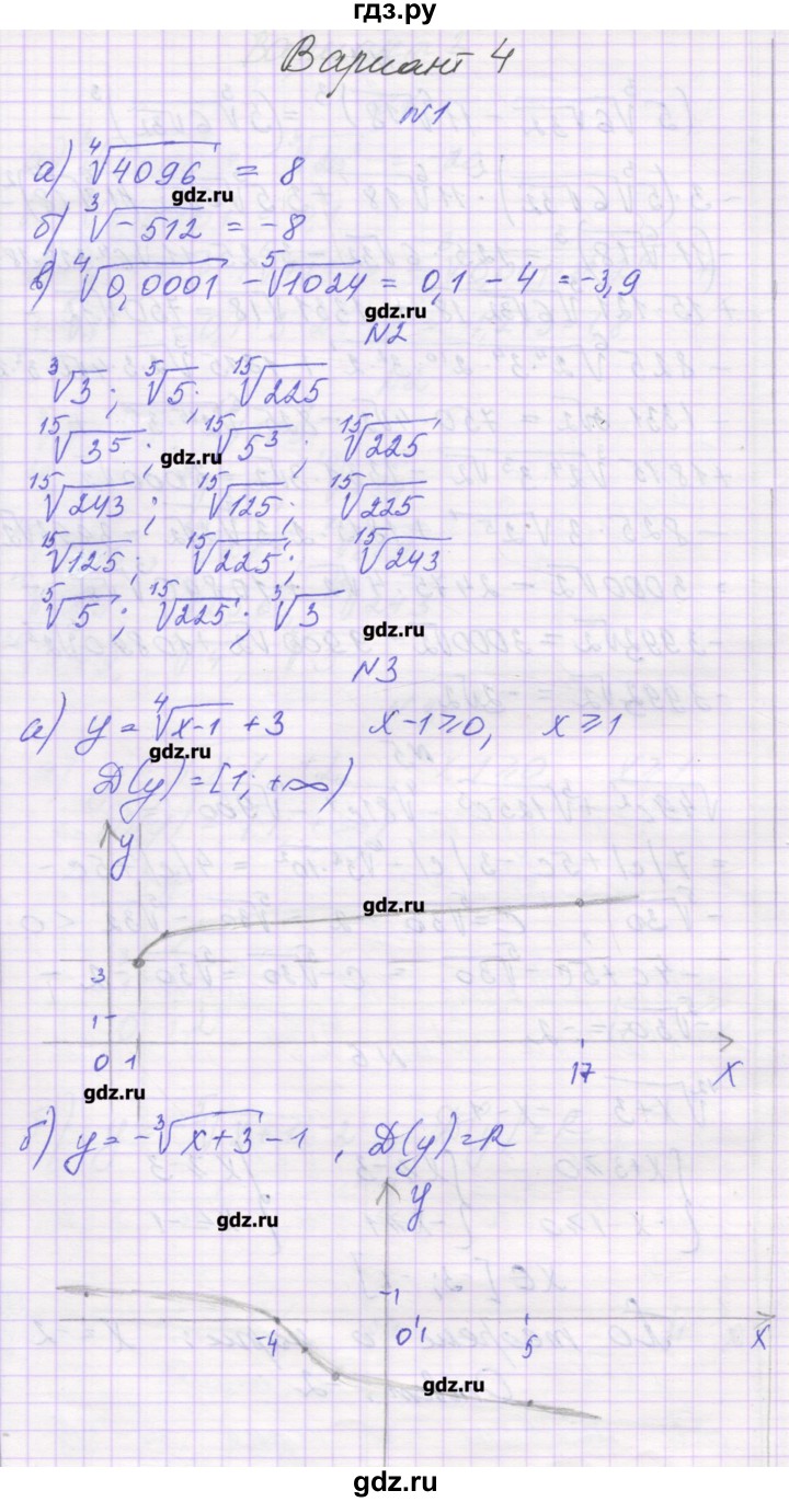 ГДЗ по алгебре 11 класс Глизбург контрольные работы Базовый уровень КР-1. вариант - 4, Решебник