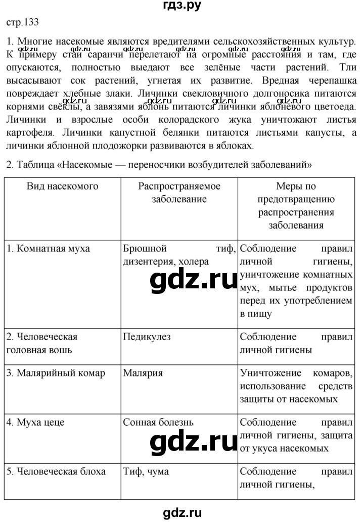 ГДЗ по биологии 7 класс Константинов   страница - 133, Решебник 2024