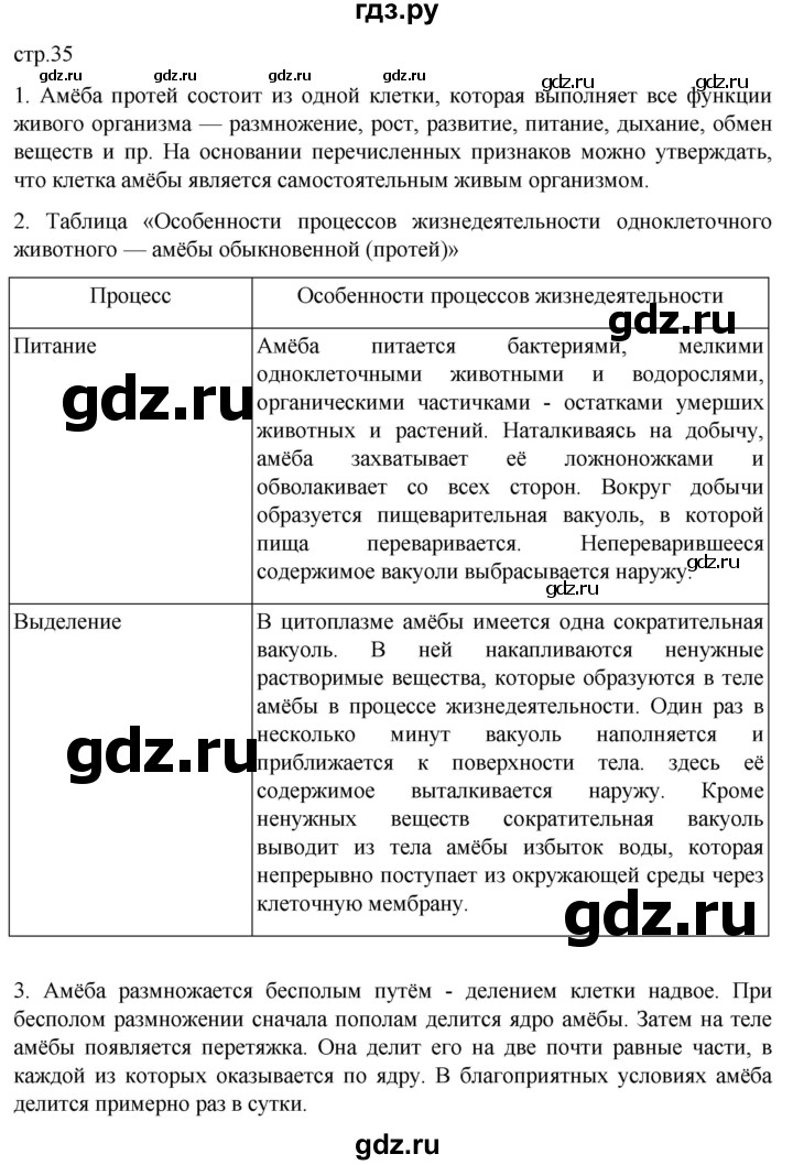 ГДЗ по биологии 7 класс Константинов   страница - 35, Решебник 2024