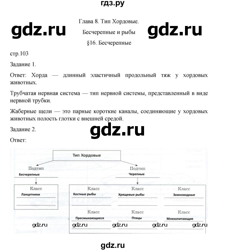 ГДЗ по биологии 7 класс Суматохин рабочая тетрадь (Константинов)  тетрадь №1. страница - 103, Решебник 2023