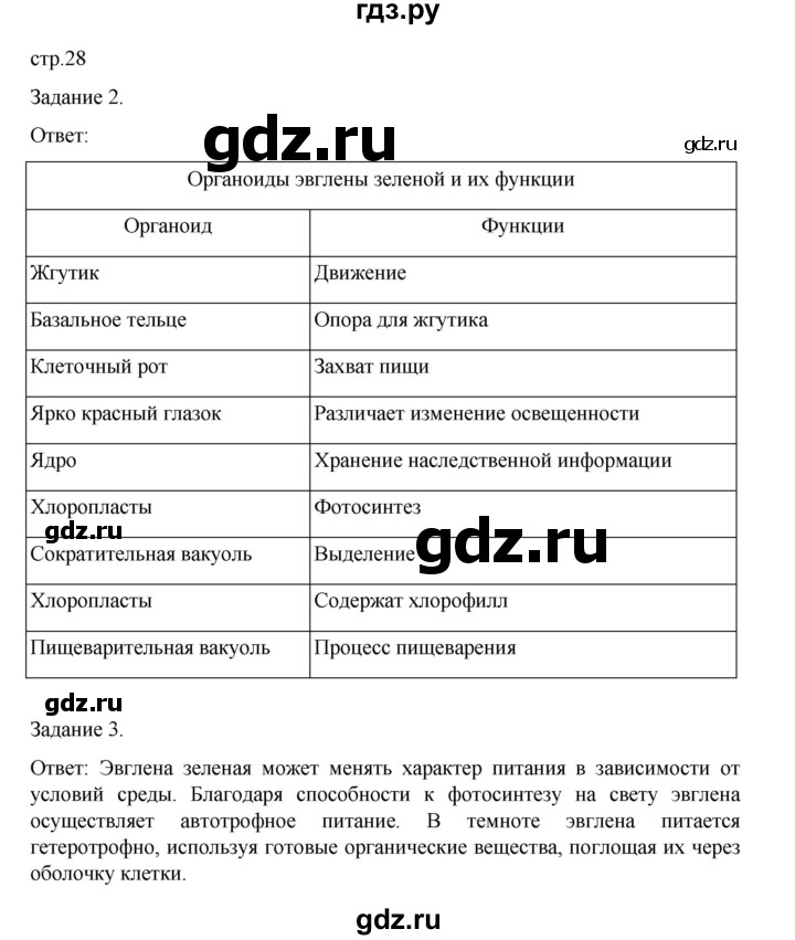 ГДЗ по биологии 7 класс Суматохин рабочая тетрадь (Константинов)  тетрадь №1. страница - 28, Решебник 2023