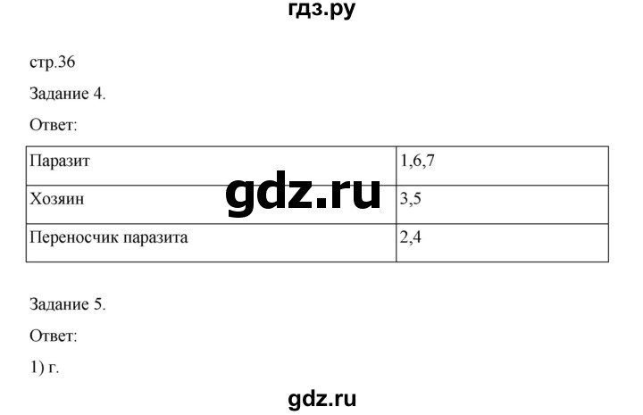 ГДЗ по биологии 7 класс Суматохин рабочая тетрадь (Константинов)  тетрадь №1. страница - 36, Решебник 2023