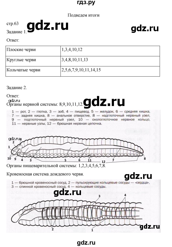 ГДЗ по биологии 7 класс Суматохин рабочая тетрадь (Константинов)  тетрадь №1. страница - 63, Решебник 2023