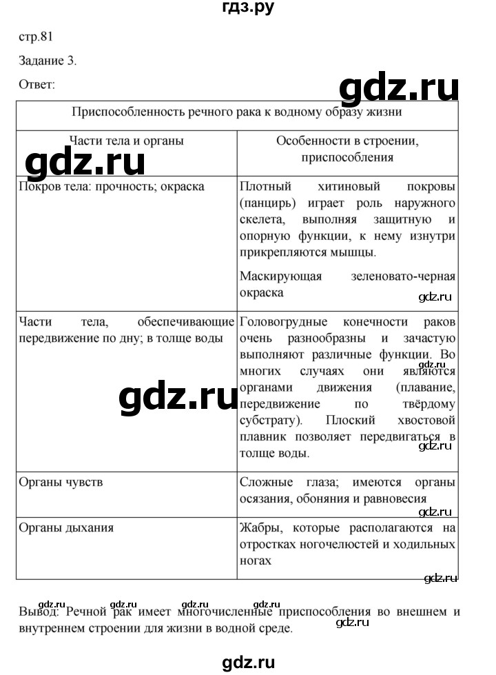 ГДЗ по биологии 7 класс Суматохин рабочая тетрадь (Константинов)  тетрадь №1. страница - 81, Решебник 2023