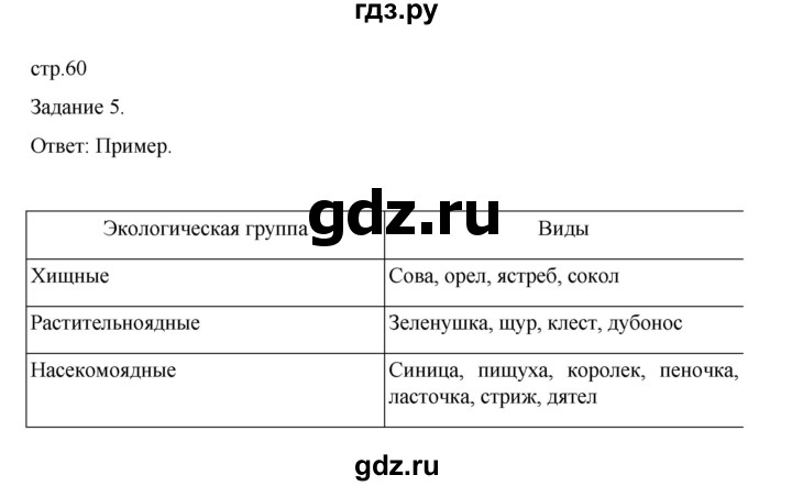 ГДЗ по биологии 7 класс Суматохин рабочая тетрадь (Константинов)  тетрадь №2. страница - 60, Решебник 2023