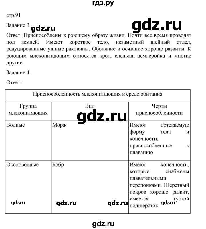 ГДЗ по биологии 7 класс Суматохин рабочая тетрадь (Константинов)  тетрадь №2. страница - 91, Решебник 2023