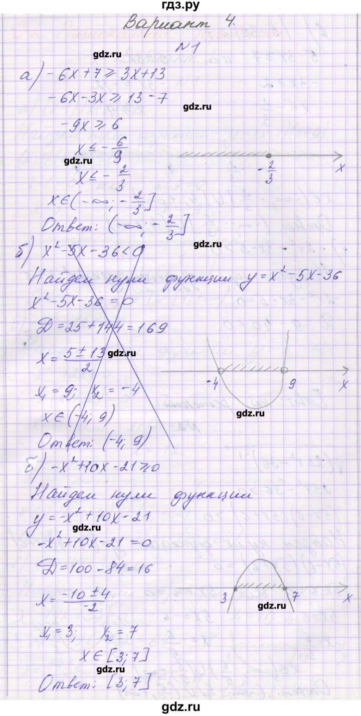 ГДЗ по алгебре 9 класс Александрова самостоятельные работы  Базовый уровень С-1. вариант - 4, Решебник к изданию 2016