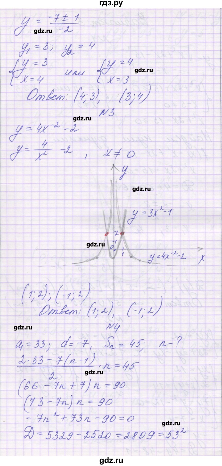 ГДЗ по алгебре 9 класс Александрова самостоятельные работы  Базовый уровень С-34. вариант - 3, Решебник к изданию 2016