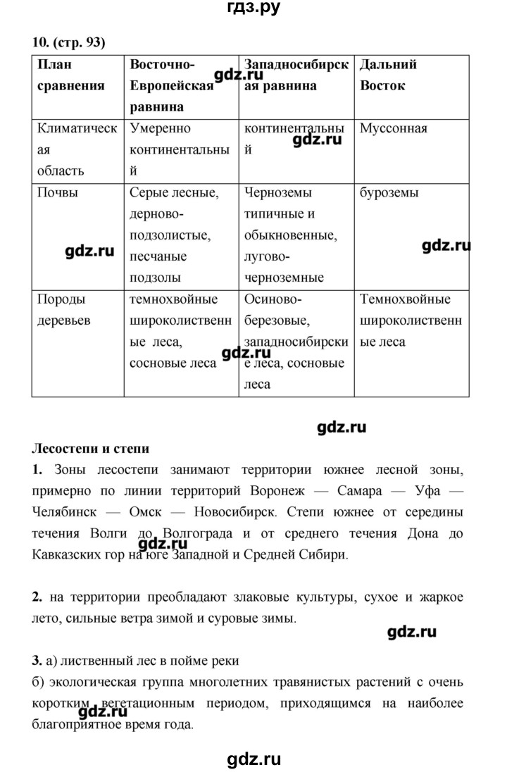 ГДЗ страница 93 география 8 класс рабочая тетрадь Ким, Марченко