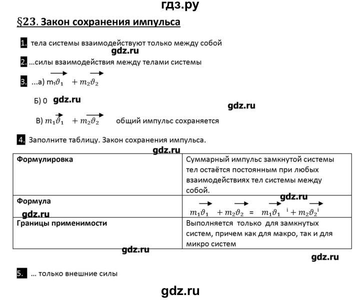 ГДЗ по физике 10 класс Касьянов рабочая тетрадь  Базовый уровень параграф - 23, Решебник