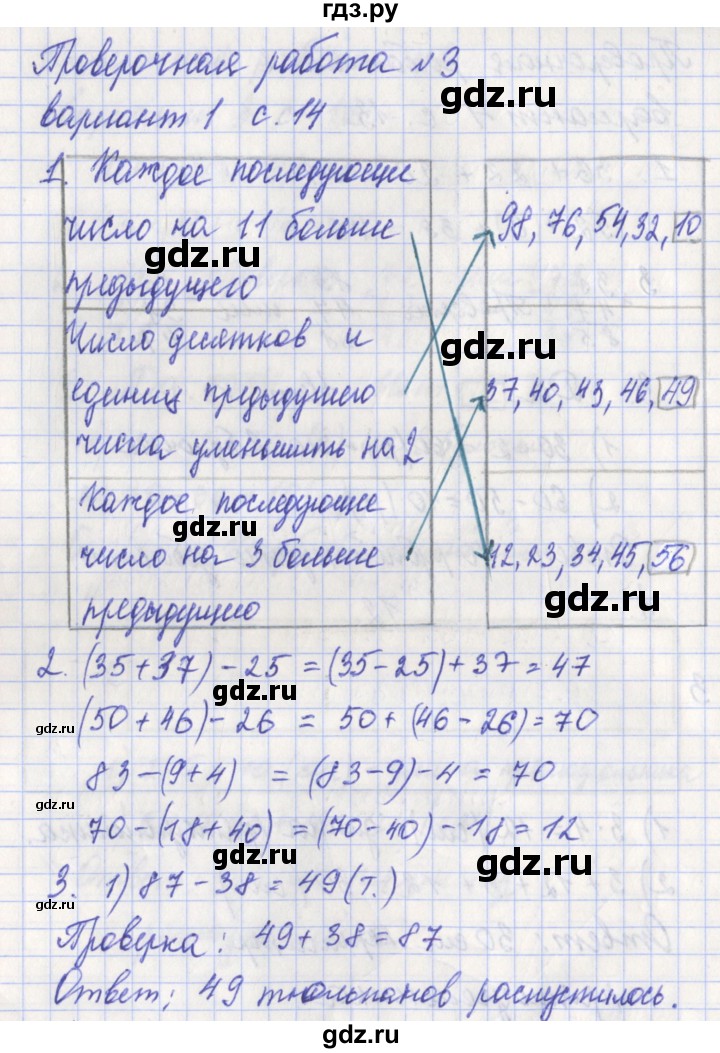 ГДЗ по математике 3 класс Миракова проверочные работы (Дорофеев)  страница - 14, Решебник