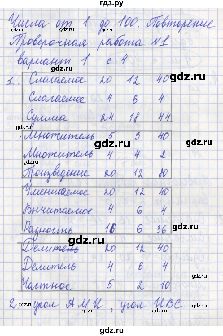 ГДЗ по математике 3 класс Миракова проверочные работы (Дорофеев)  страница - 4, Решебник